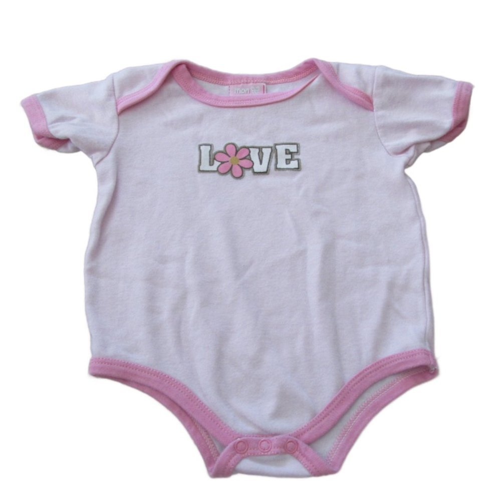 Mon Petit One Piece Bodysuit‎ Infant Girls 6-9M Pink Short Sleeve Love Floral